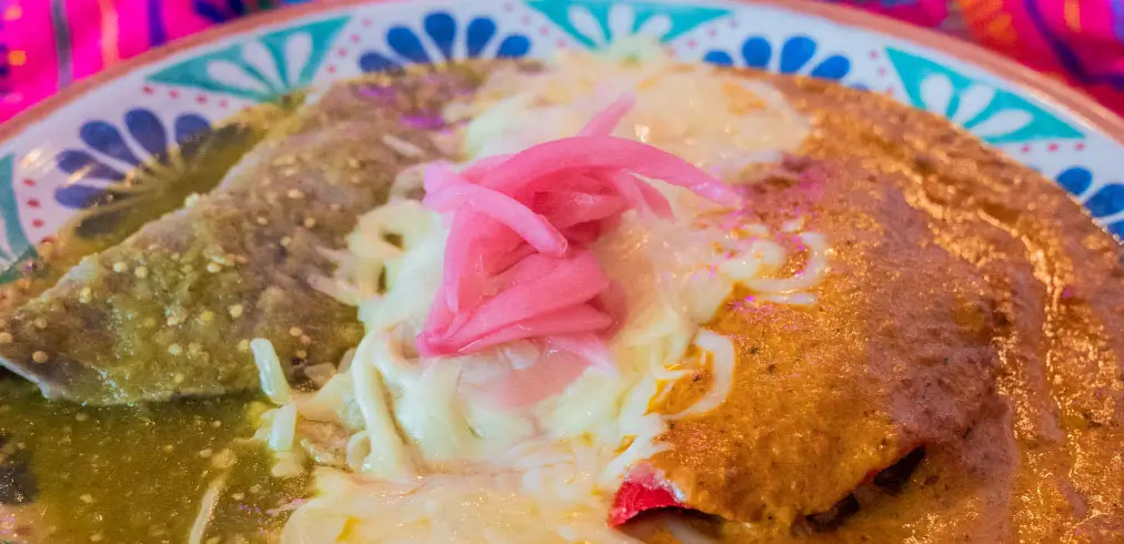 Enchiladas tortilla de trigo rellena y con salsas