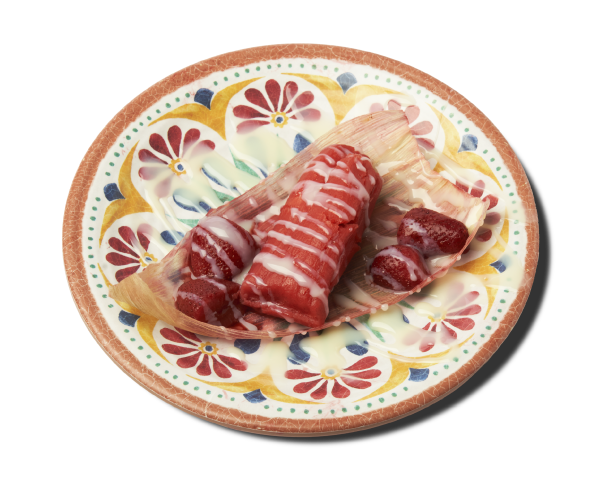 Postre tamal de fresa