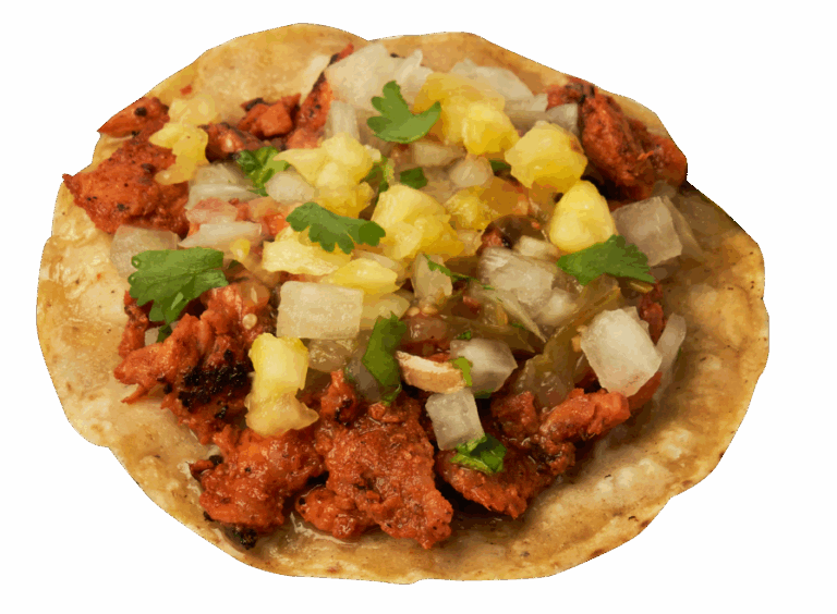 Taco al pastor con carne y piña